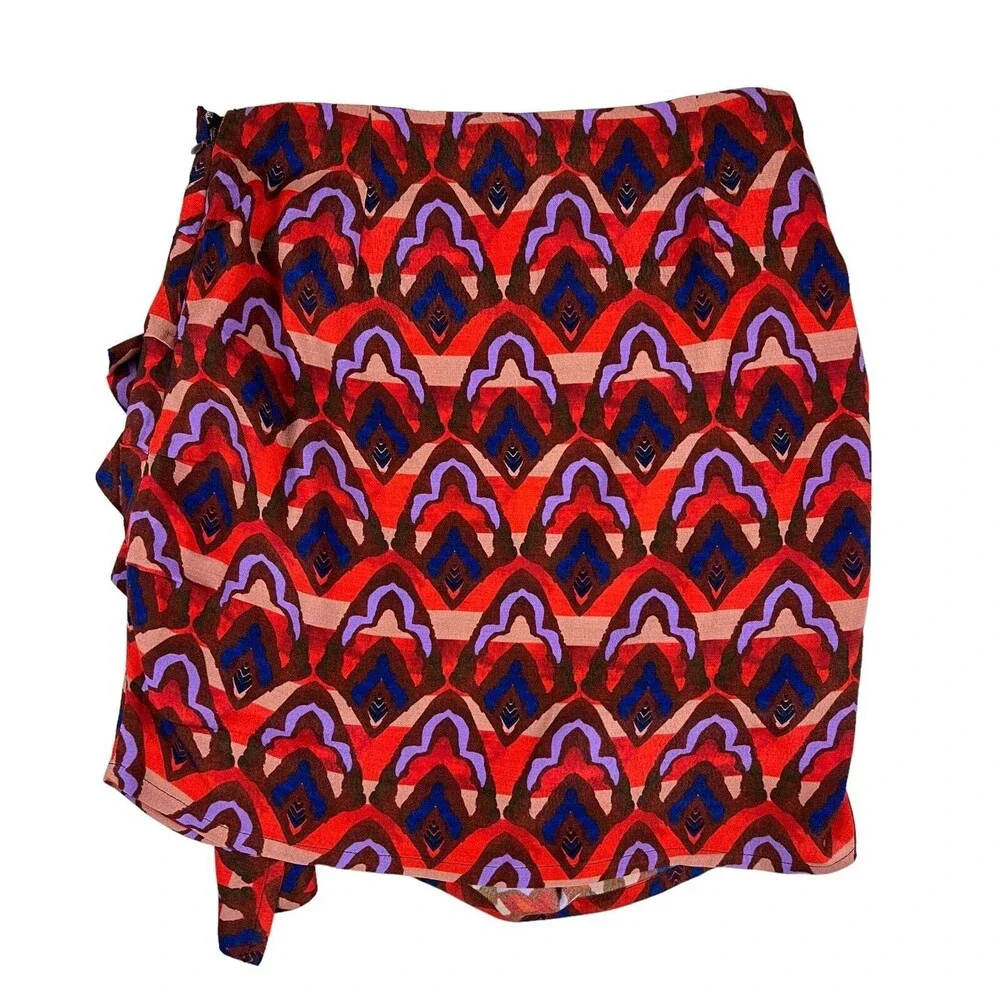Anthropologie Dolan Left Coast Ruffle Mini Skirt Size XXS NWT Red Blue Purple